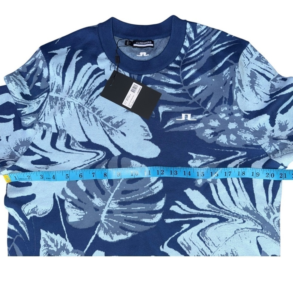New J. Lindeberg Men’s Percy Hibiscus Blue Sweater Large - Picture 6 of 11